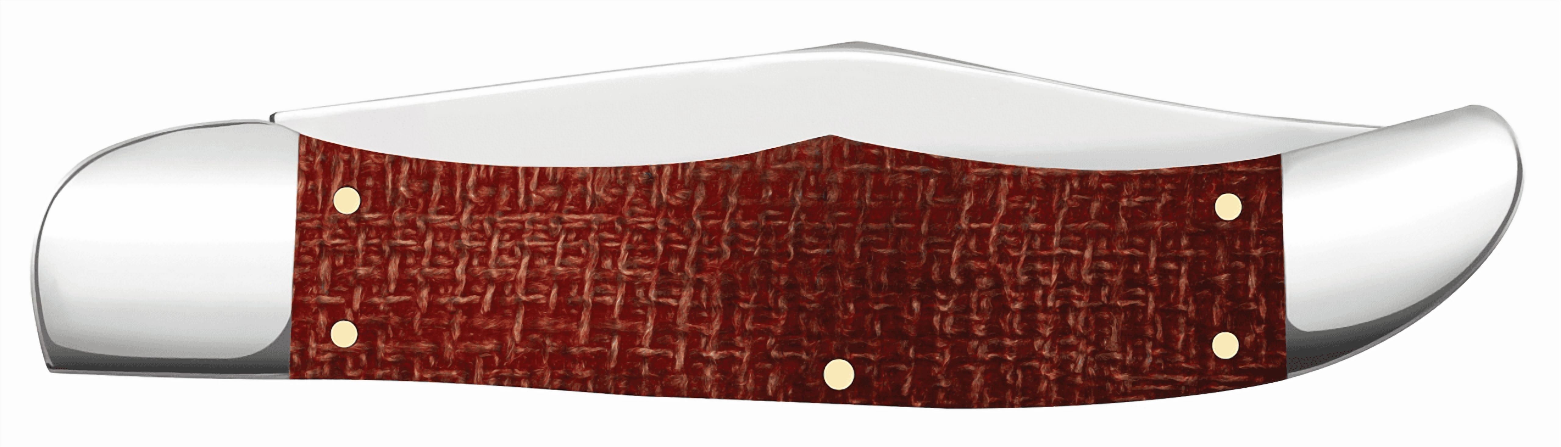 Case Knives Dark Red Burlap Micarta - Sm Folding Hunter
