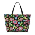 thumbnail image 2 of Naloa Vector Mexican Otomi Style Bright Large Capacity Beach Bag, Waterproof Sandproof Beach Swim Pool Bag Tote Bag for Women, 2 of 7
