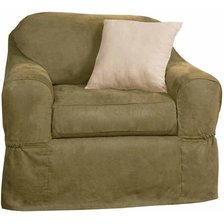 Maytex Faux Suede 2-Piece Chair Slipcover, Green