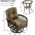 thumbnail image 3 of Amolife 3 Pieces Wicker Patio Furniture Set, Bistro Set with Outdoor Swivel Rocking Chair and Coffee Table, Khaki, 3 of 9