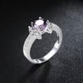thumbnail image 5 of Purple Zirconia Round Cz Flower Women's 925 Silver Wedding Finger Ring Size 6-10, 5 of 5