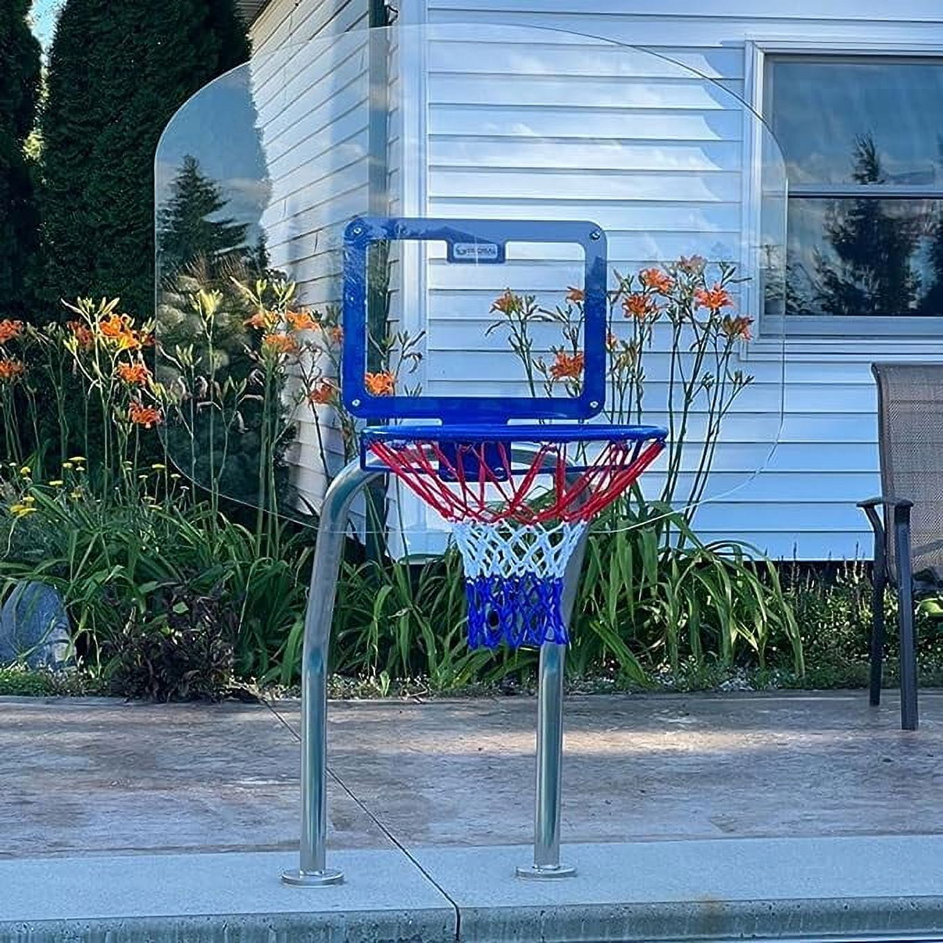 Global Pool Products X2 Basketball Game Deck Mounted Stainless Steel Dual Pole Inc Net and Ball GPP-X2BB-SS