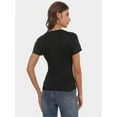 thumbnail image 2 of Women Casual Long Sleeve Slim Scoop Neck Fit T Shirts Basic Tee Tops Crew, 2 of 5