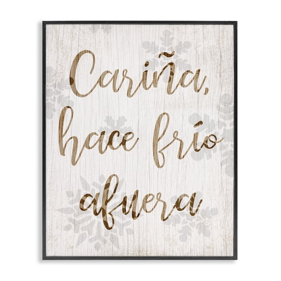 Stupell Industries Rustic Lodge Cariña Hace Frio Afuera Black Framed Giclee Art, 11 x 14, by Lil' Rue