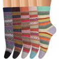 thumbnail image 1 of Calcetines de invierno 5 pares de calcetines de lana vintage para mujer, calcetines cómodos cálidos de punto grueso Xemadio CJWUS-2136, 1 of 7