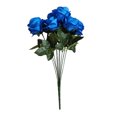 thumbnail image 1 of Ramo de novia de boda de flor de rosa artificial de 10 cabezas, ramo de flores de simulación de oficina en casa, rosa falsa, azul sidaley HA7036-08B, 1 of 5