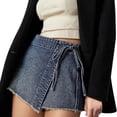 thumbnail image 3 of Comdrip Skirts for Women, Womens Denim Skorts Skirts High Waist Denim Shorts Tie Up Side Jean Shorts Wrap Skirt Denim Skirt A Xl, 3 of 5