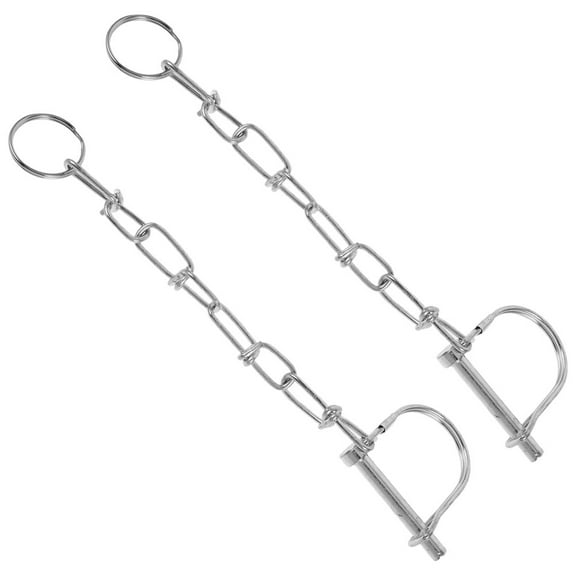 OUNONA 2pcs Small Coupler Lock Pin With Saver Chain Safely Secures Trailer Latches Ideal For Lawn Mower Hitches Towing Hitch Accessories