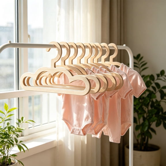 10 Pcs Wooden Hangers,Special‑Shaped Garment Hangers for Small Size Clothing and Cats & Dogs Apparel,Non-slip Closet Organizer,4.7x8.9 inch