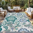 thumbnail image 2 of Teal Paisley Pattern Outdoor Rug 6x9 Ft - Reversible Patio Rug Outdoor Camping Rugs, Boho Ethnic Floral Traditional Washable Indoor Outdoor Area Rugs, Non-Slip Outdoor Carpet Runner for Deck/Porch, 2 of 8