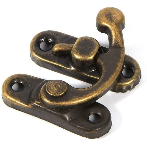 12 PCs Antique Left/Right Latch Hook Hasp Horn Lock with Screw Latch Bag  DIY Wood Jewelry Box Decoration Decorative Gift Wine Wooden Box YH 