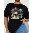thumbnail image 1 of 1 Pce T-Shirt Graphique Mardi Saurus, T-Shirt en Polyester à Col Rond pour Femmes, Tissu Tricoté à Manches Courtes Décontracté, Imprimé Dinosaure Mardi Gras Toutes Saisons, Fête des Pères, Fête des Mères, Nouvel An, Festival du Printemps, Val, 1 of 8