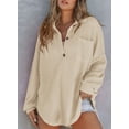 thumbnail image 6 of Eternatastic Women Waffle Knit Top Henley Shirts Long Sleeve V Neck Solid Color Casual Tunics Button Down Blouses, 6 of 6
