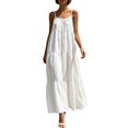 thumbnail image 2 of EliteGoogv Womens Maxi Dresses U Neck Sleeveless Backless Dresses For Women Pleated Side Pocket Summer Dresses Beach Vacation Wedding Guest Dresses Beige, 2 of 5