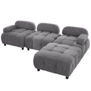 Modular Sectional Sofa, ONE PIX 93 L Shape Reversible Sofa, Modern Button Tufted Cloud Couches for Living Room, Apartment, Office, Gray