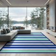 thumbnail image 2 of ODIKA 6'x9' Welcome Door Striped Wide Nautical Border Motif Front Layered Washable Area Rug None Non-Slip, Easy Care, for Family Room, Living Mater Bedroom, 2 of 7