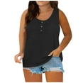 thumbnail image 2 of QWERTYU Women's Black Tank Top Sleeveless with Button Sleeveless Tunics Women Womens Long Tunics for Leggings Plus Size Black 3X, 2 of 6