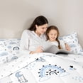 thumbnail image 4 of Homewish Cartoon Rainbow 7pcs Bedding Comforter Set For Kids Boys Girls,Blue White Queen Bedding Sets Super Cozy,Dreamy Princess Queen Sheet Sets,Microfiber Bedroom Decor,Reversible, 4 of 8
