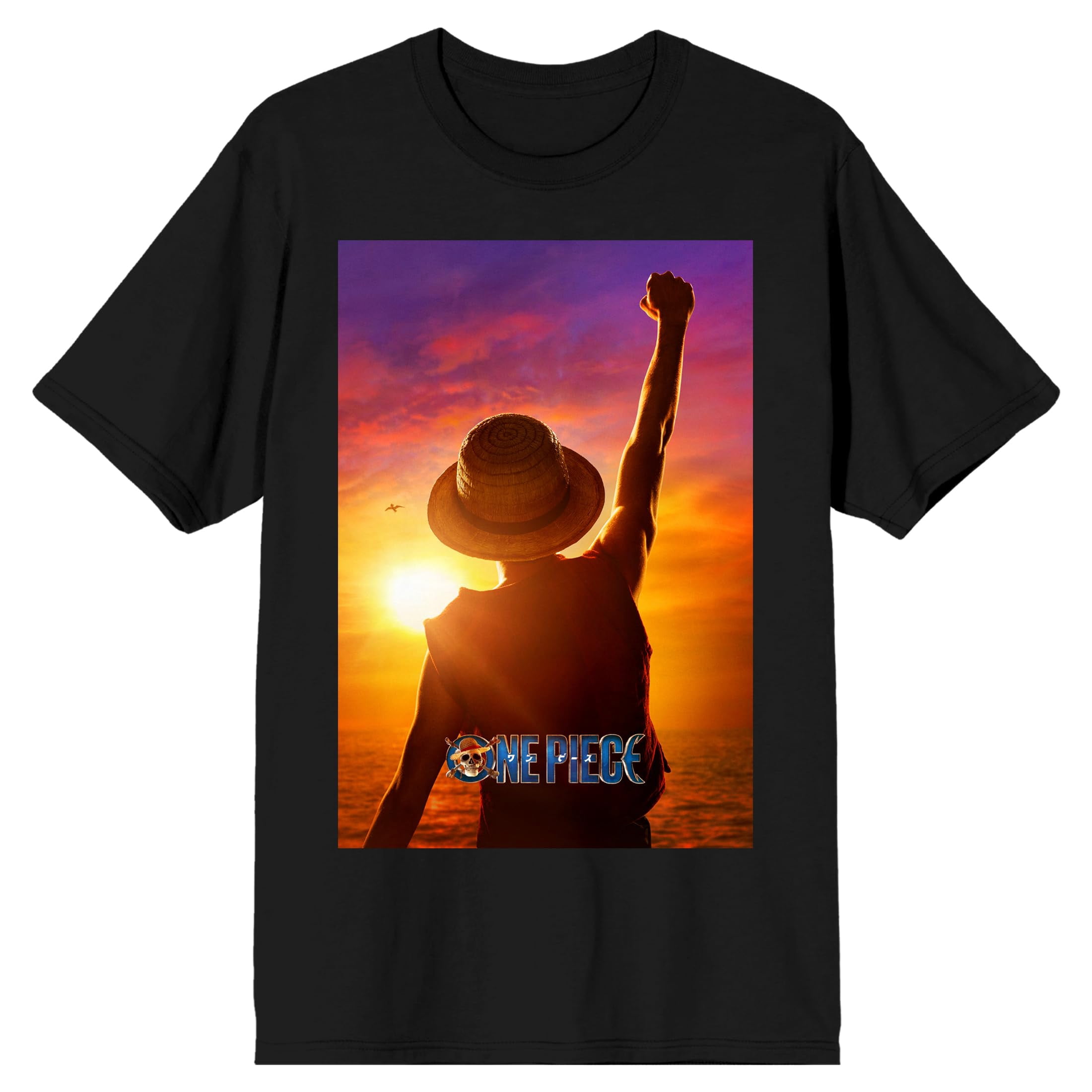 One Piece (Live Action) Monkey D. Luffy Men's Black Short Sleeve Tee-3XL