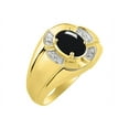 thumbnail image 4 of RYLOS 14K Yellow Gold Ring 8X6MM Oval Gemstone & Diamond Unisex Rings Cabochon Onyx October Birthstone Ring Size 8, 4 of 7