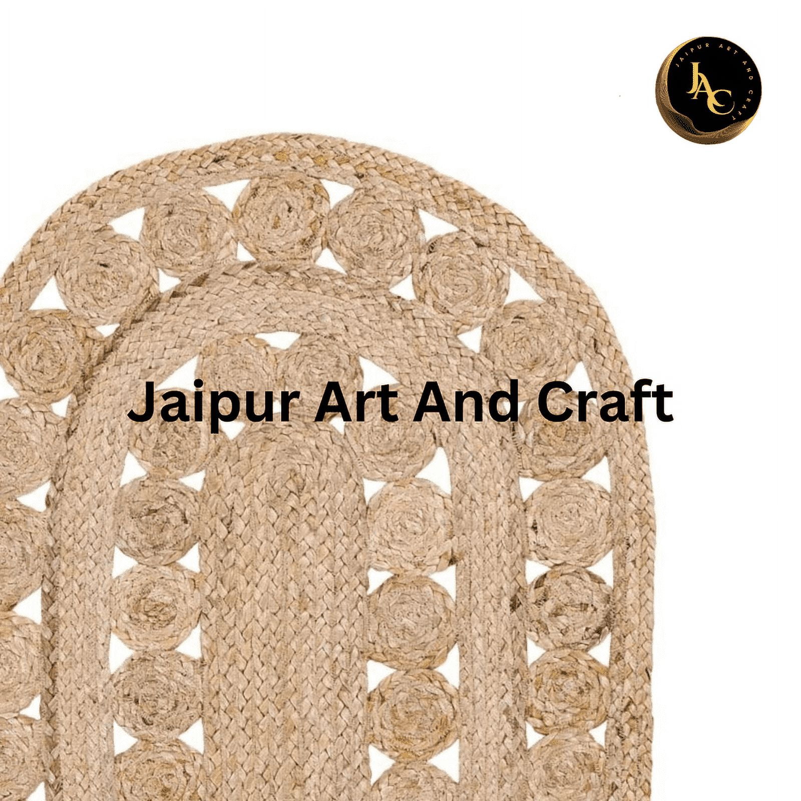 Jaipur Art And Craft Natural Jute Area Rug Oval Shape Hand Braided Rustic Look Carpet Rug Size - (7x9 Sq Feet), (84x108 Inches), (210x270 CM)