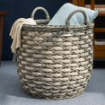 thumbnail image 3 of Round Resin Woven Wicker Storage Basket with Handles, 3 of 7
