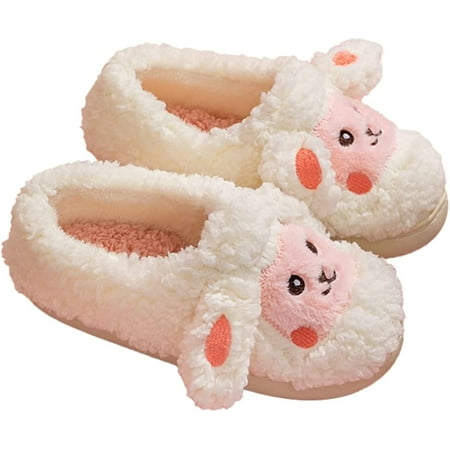 

PIKADINGNIS Women Girls Cute Fluffy Fur Sheep Animal Winter Slippers Soft Warm Fleece Lining Fashion Heel Cover House Shoes Indoor 2 Patterns