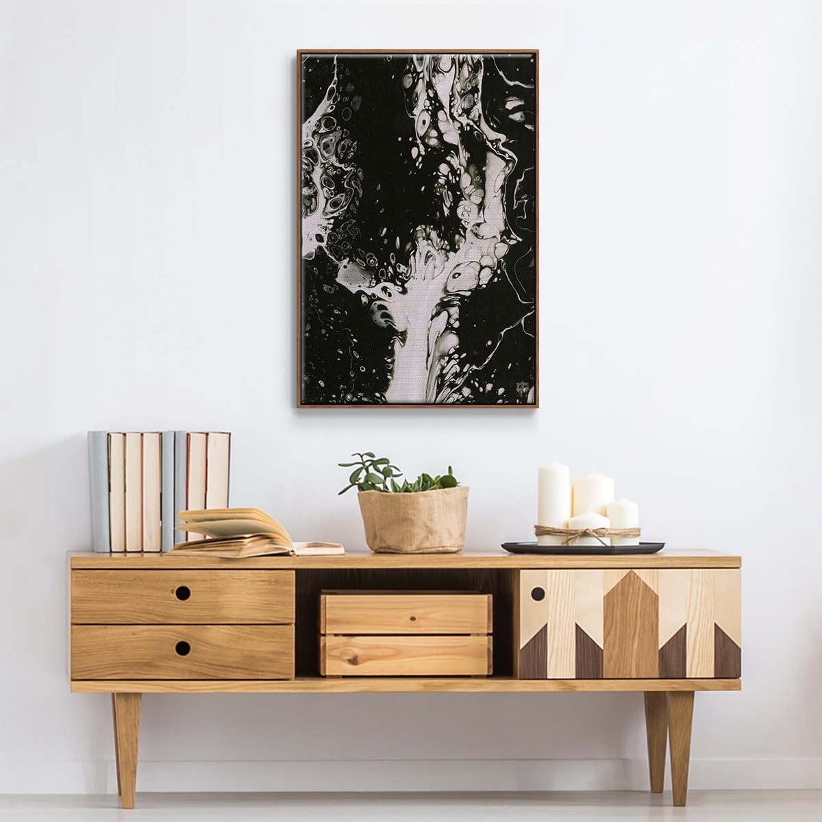 C37 Framed Premium Gallery Wrapped Canvas - Ready to Hang - 25 x 37 - Walnut Floating Frame