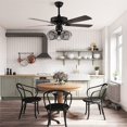 thumbnail image 4 of 52 Inch Retro LED Ceiling Fan Light and Remote, 5 Wood Blades 3 Speed Pendant Lamp for Bedroom Living Room Kitchen, 4 of 6