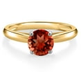 thumbnail image 3 of Gem Stone King 10K Two Tone Gold Red Garnet Solitaire Engagement Ring for Women | 1.00 Cttw | Round 6MM | Gemstone January Birthstone | Size 8, 3 of 6