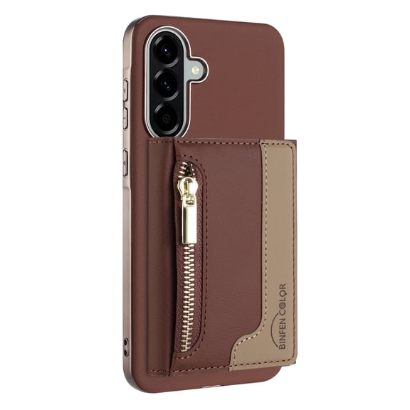 For Samsung Galaxy A36 5G Wallet Phone Case,Magnetic Detachable Back Flip Wallet,Back Flip Kickstand,With Zipper Pocket,PU Leather RFID Blocking Card Slots,Shockproof Rugged Phone Case,Brown