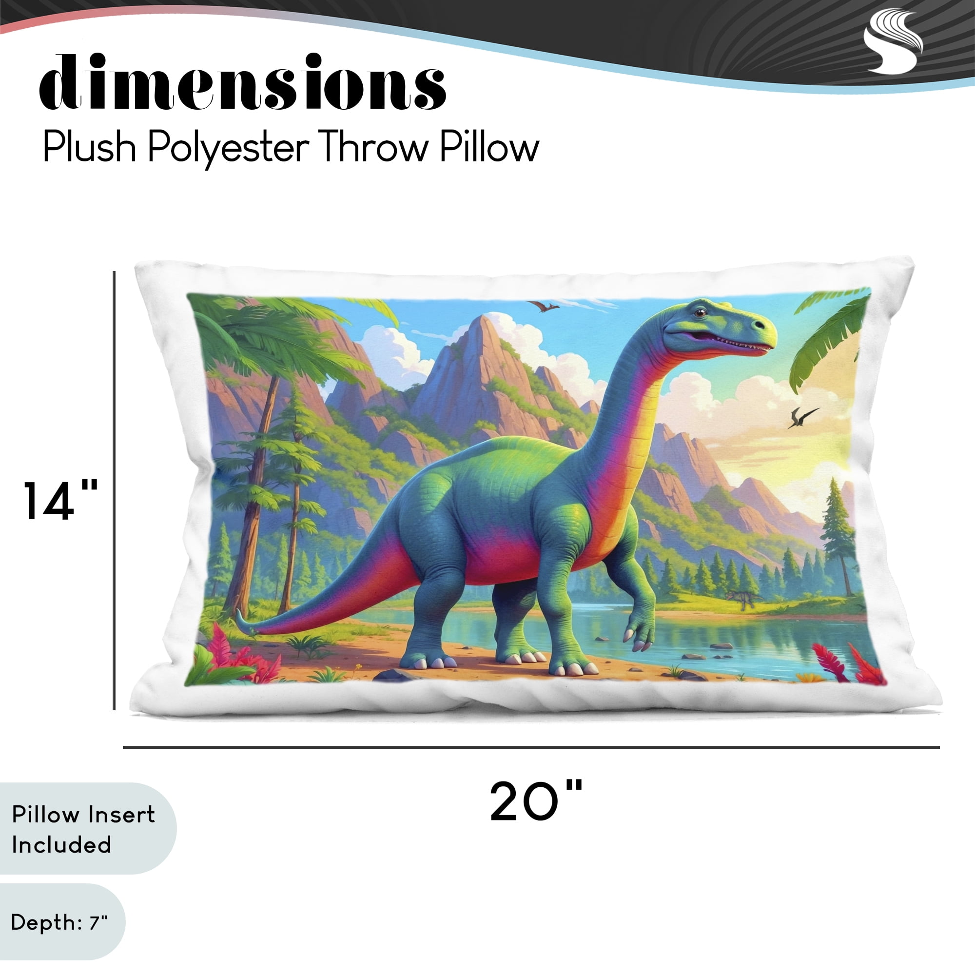 Stupell Industries Vibrant Brontosaurus by River Decorative Printed Throw Pillow, design by Tabz Jones