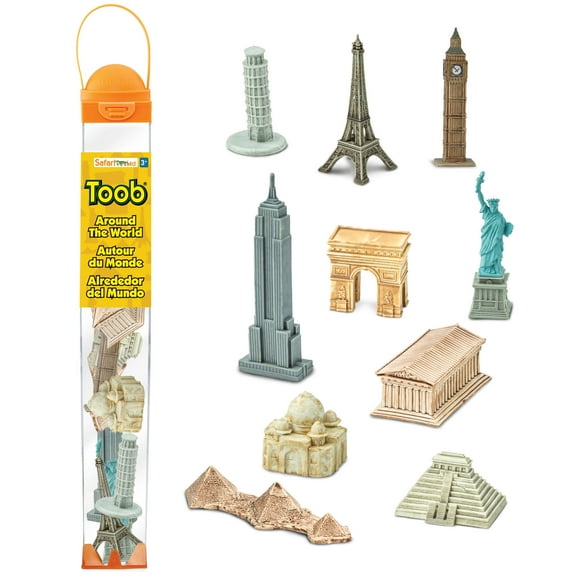 Safari Ltd. Around The World TOOB - 10 Figurines: Leaning Tower of Pisa, Eiffel Tower, Taj Mahal, Statue of Liberty, Giza Pyramids, & More - Educational Toy Figures For Boys, Girls & Kids Ages 3 