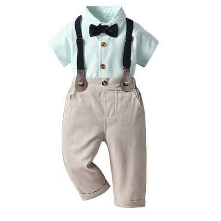 

ATOGUTA Baby Outfits for Boys Tie Shirts Adjustable Suspender Pants Set 3M-9
