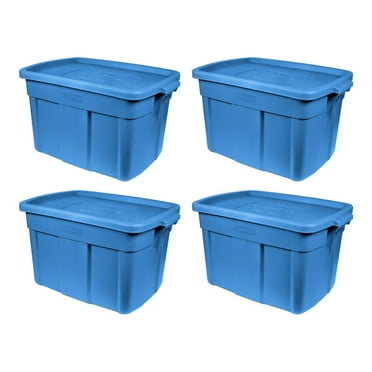 Rubbermaid Roughneck 25 Gallon Storage Container, Heritage Blue (4 Pack)