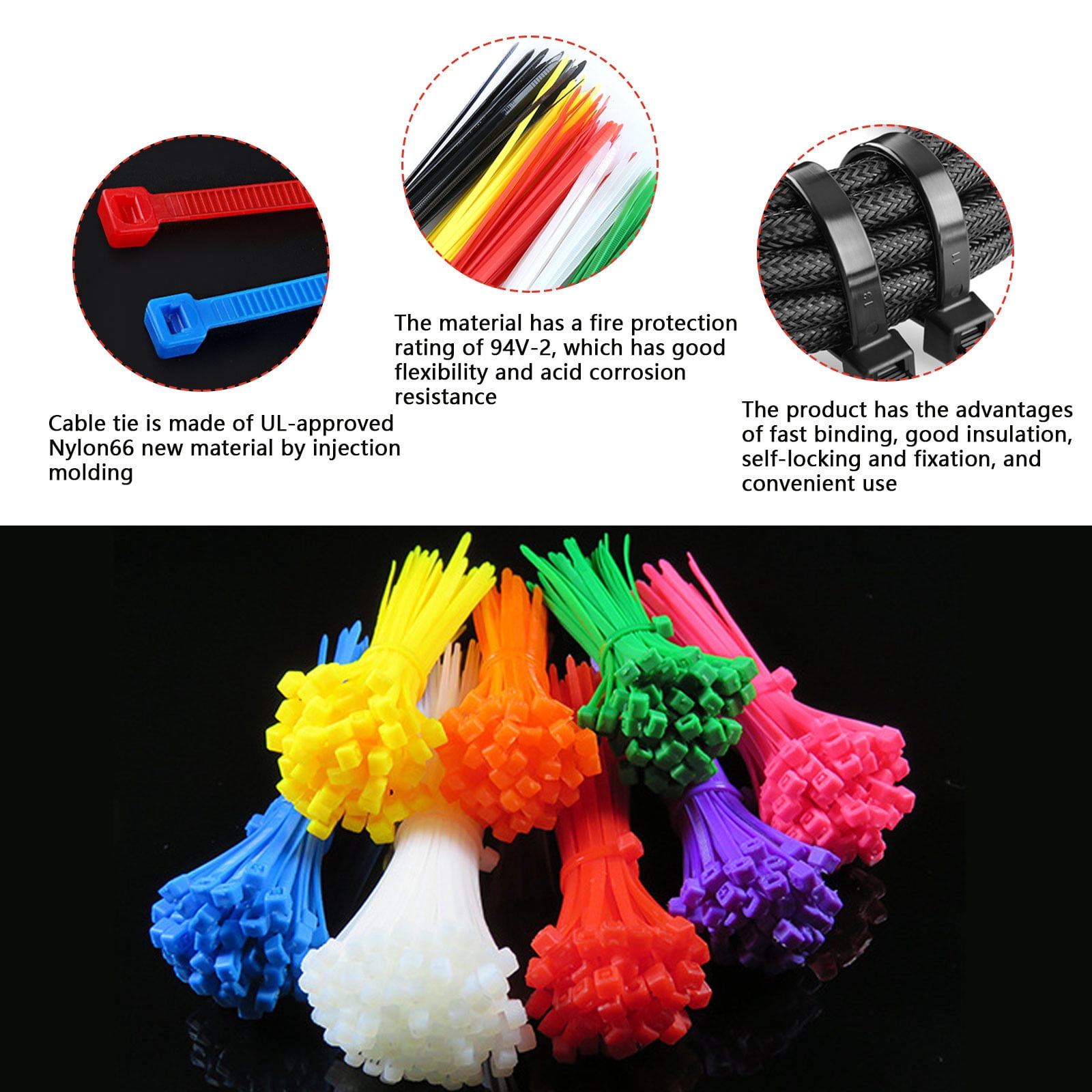 Zip Cable Ties (100 Pack), 18lbs Tensile Strength, Heavy Duty, Self-Locking Premium Nylon Cable Wire Ties for Indoor and Outdoor 3.9" UV Resistant Wire Ties for Home, Garden, Garage(Purple,3.9x0.1")