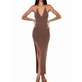 thumbnail image 2 of Women Knit Bodycon Maxi Cover-Up Dress Sleeveless Cover Up Summer Khaki S, 2 of 8