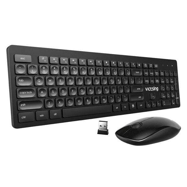 Lightweight Wireless Keyboard and Mouse Set Full-Size Keyboard Design USB 2.4GHz Wireless Transmission Technology Black