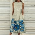 thumbnail image 2 of Babysbule Womens Summer Dresses, Women's Summer Round Neck Sleeveless Scenic Floral Printed Pocket Dress, 2 of 3