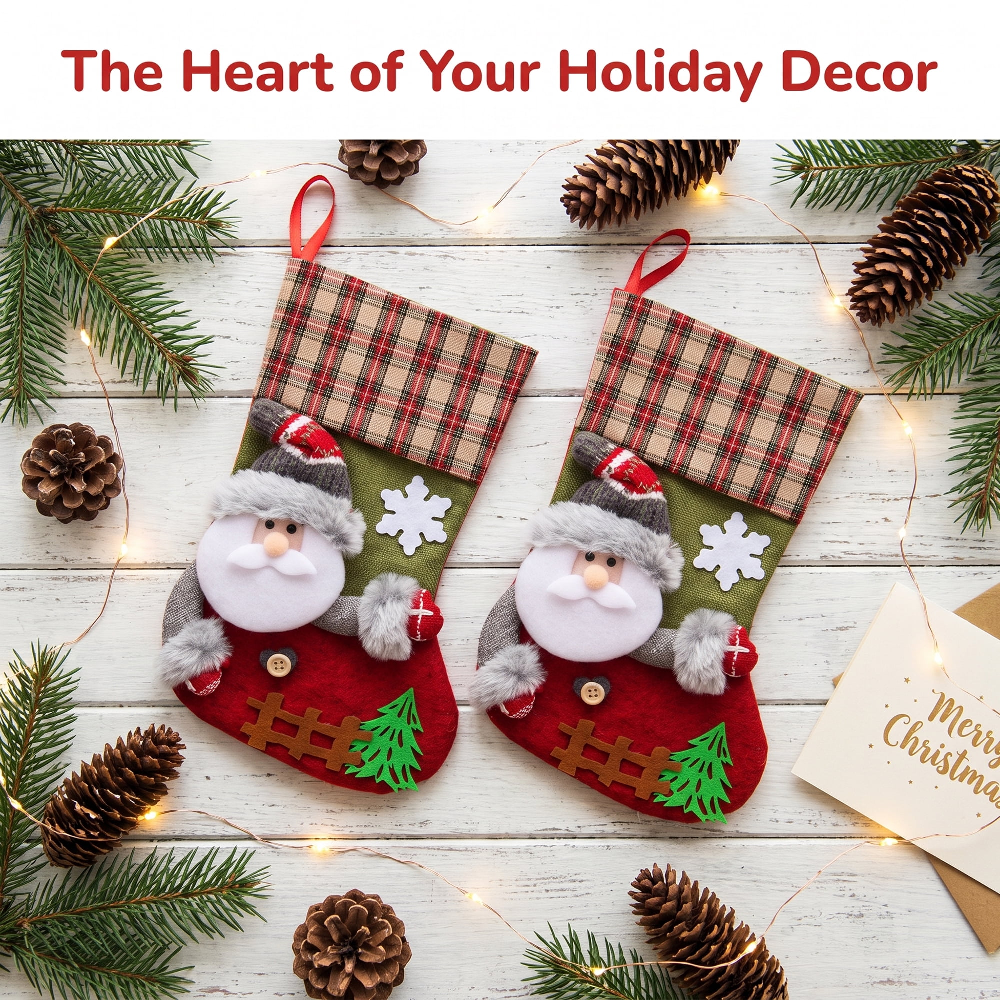 Unique Bargains Playful Cartoon Christmas Stockings Sideboard Rail Accents Old Man 12"