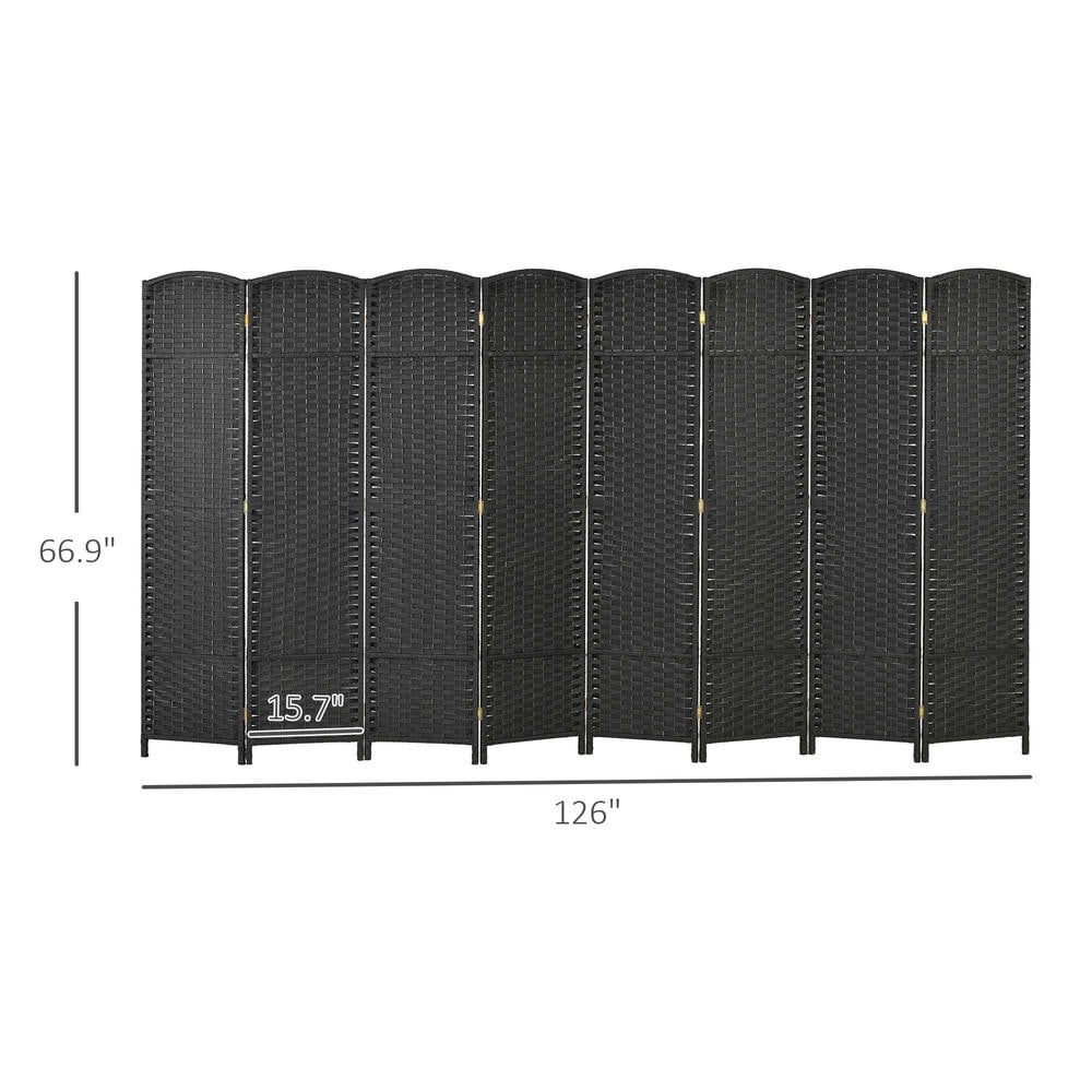 Resenkos 5.6ft Folding Room Divider Screen - 8-Panel Freestanding Privacy Partition for Home Office, Black