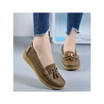 thumbnail image 5 of Ritualay Ladies Comfort Low Top Moccasins Lightweight Casual Round Toe Boat Shoes Nurse Breathable Flat Loafers Khaki 7, 5 of 8