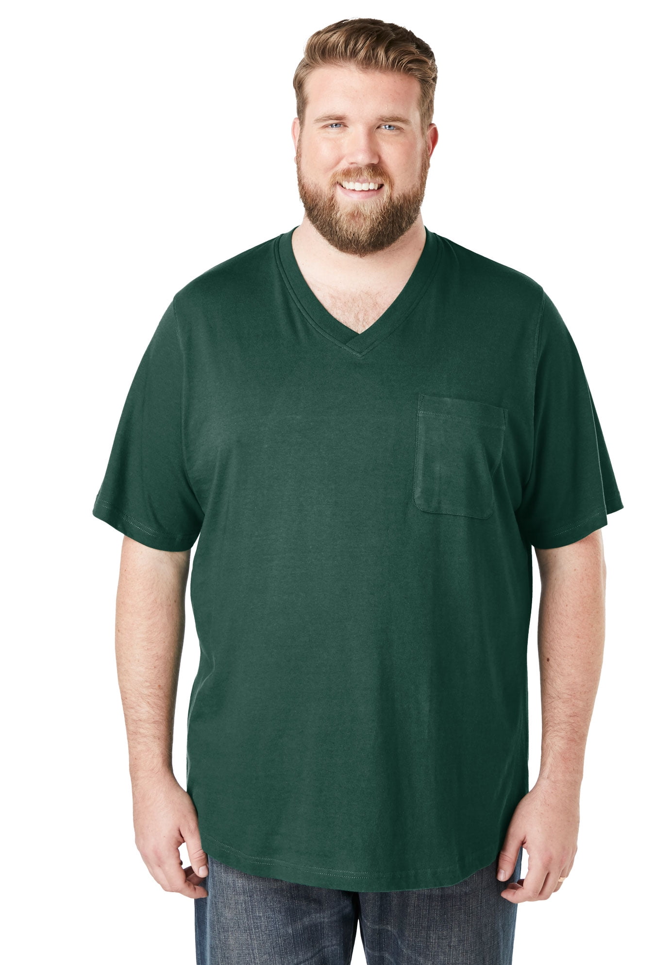 Kingsize Men's Big & Tall Shrink-Less™ Lightweight V-Neck Pocket T ...