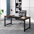 thumbnail image 1 of Tribesigns 63” Executive Desk, Large Office Computer Desk with Thicken, Frame Modern Simple Workstation Business Furniture for Home Office, Rustic Brown/Black, 1 of 6