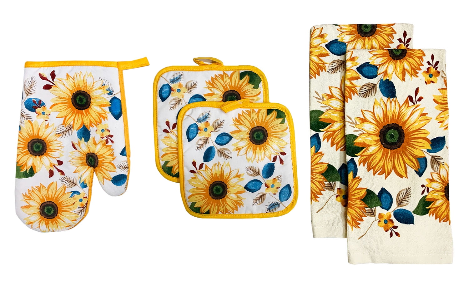 Kitchen Collection 5-Piece Sunflower Kitchen Linen Set ...