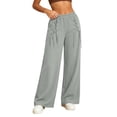 thumbnail image 2 of BXJX Womens Straight-leg Sweatpants, Sports Drawstring Decor Elastic Waist Casual Pants with Pockets Gray Size L, 2 of 6