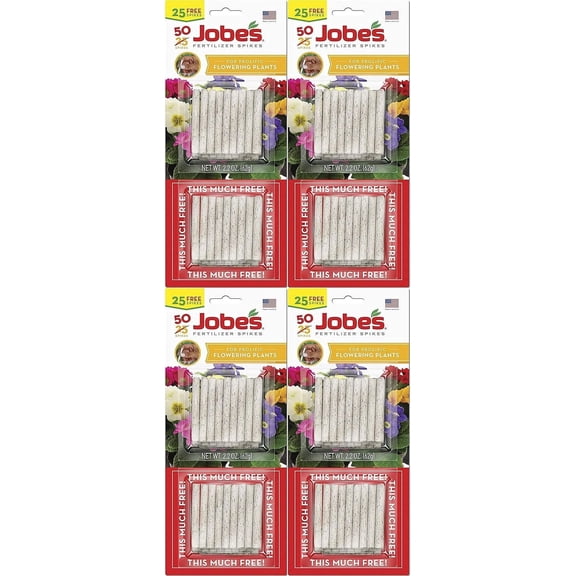 Jobe's 05231T Flowering Plant Fertilizer Spikes 10-10-4, 4 Pack, Multicolor