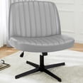 thumbnail image 2 of Chaise Croisée avec Roulettes Jambes Bureau Sans Accoudoirs Siège de Bureau Grand avec Base à Double Usage Réglable Pivotante Tissu Tâche Coiffeuse Maison Chambre Rose, 2 of 6