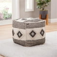 thumbnail image 2 of Bowery Hill Transitional Square Handwoven Wool Pouf in Ivory/Gray/Black, 2 of 5