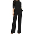 thumbnail image 3 of pstuiky Dressy Jumpsuits for Women, Solid Color Casual Long Palazzo Pants Pants Basic Rompers for Women Black L, 3 of 5